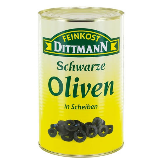 Oliven schwarz Scheiben 4kg/2,35kg Dittmann