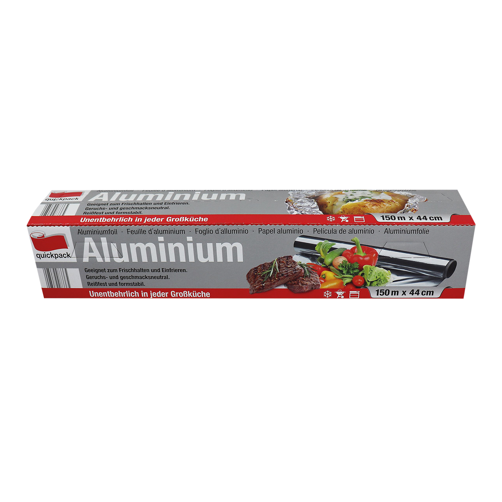 Alufolie Großrolle in Box Stand.11my 0,44x150m 1St Quickpack