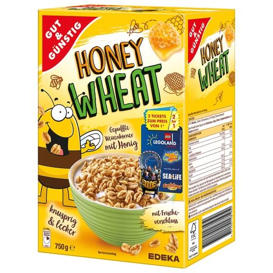 Honey Wheat(gepuffte Weizenkost)2x375g G&G