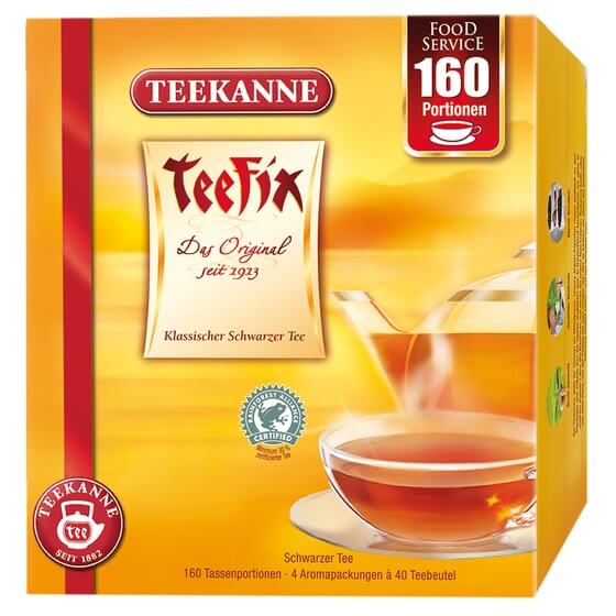 Teefix schwarzer Tee 160 Beutel nicht gehüllt Teekanne