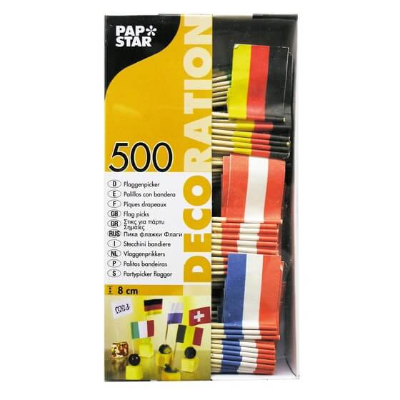 Flaggen Nationen Deko Picker Holz 500St PapStar