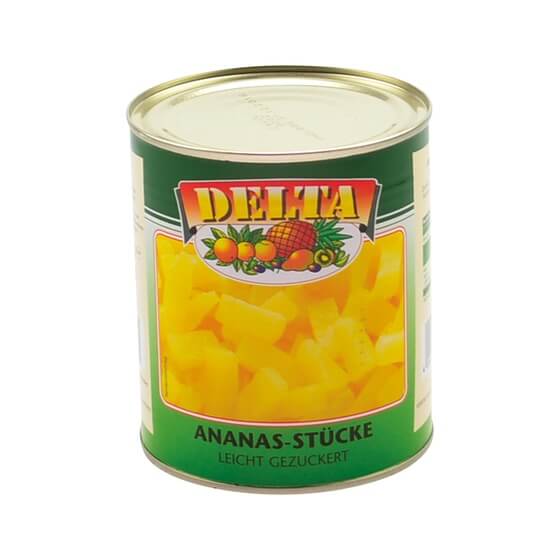 Ananas Stücke leicht gezuckert 825g Delta