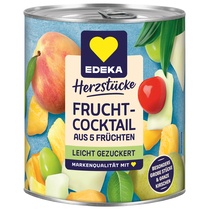 Fruchtcocktail aus 5 Früchten gezuckert 820g/500g Edeka Herz