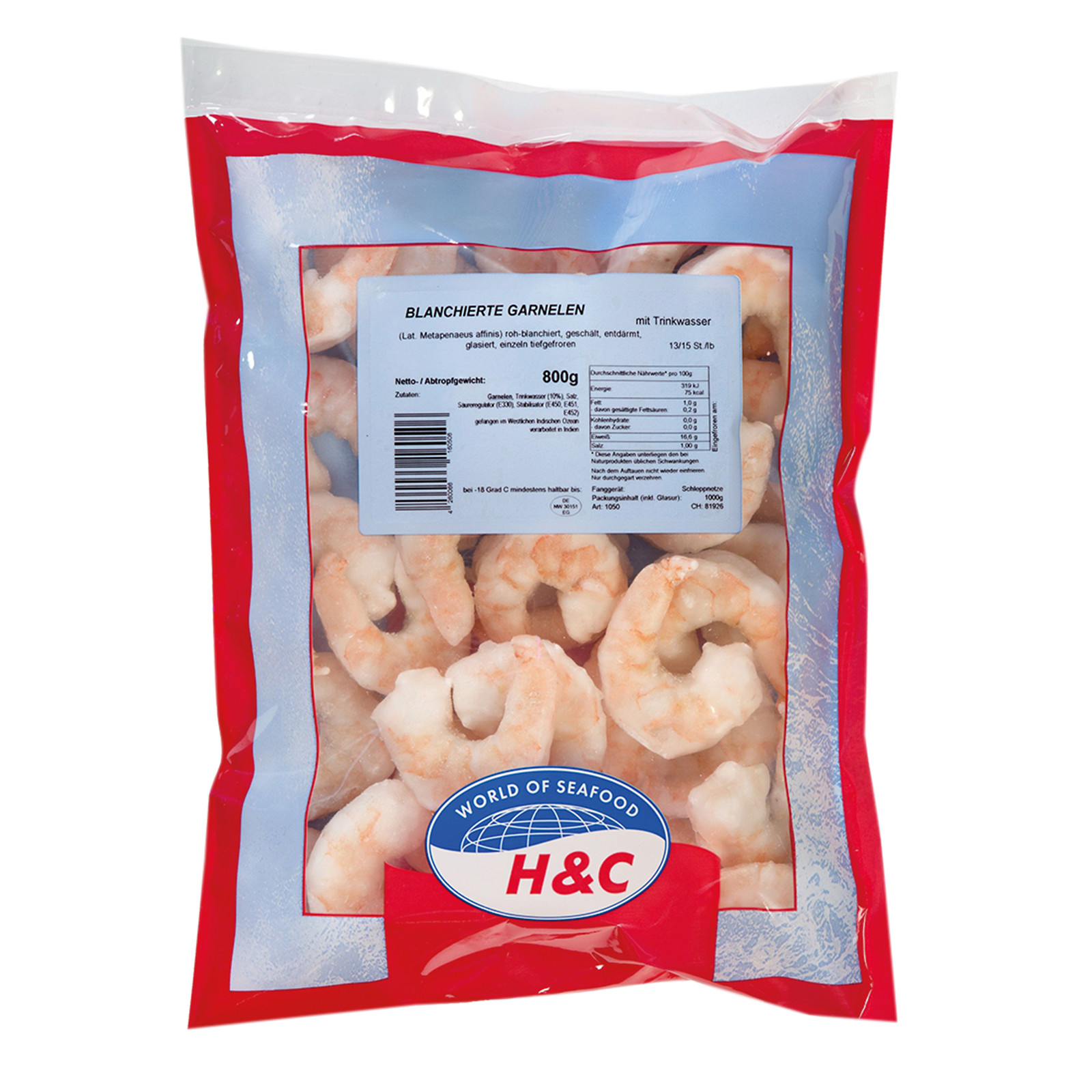 Black Tiger roh-blanchiert,geschält IQF TK 13/15 800g