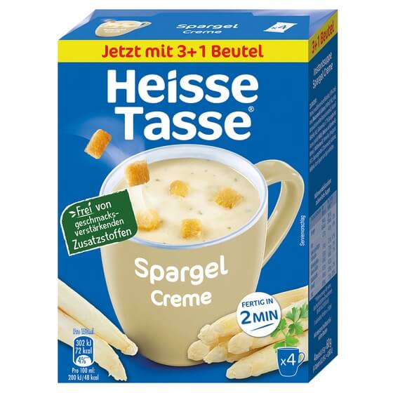 Heisse Tasse Spargelcreme mit Croutons 4-er