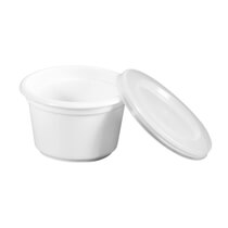 Portionsbecher  m. Deckel weiß rund 28ml 100St PapStar