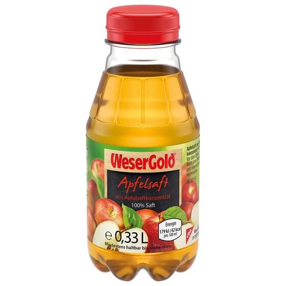 Apfelsaft klar 100% Einweg-Pfand PET 0,33 Liter Wesergold