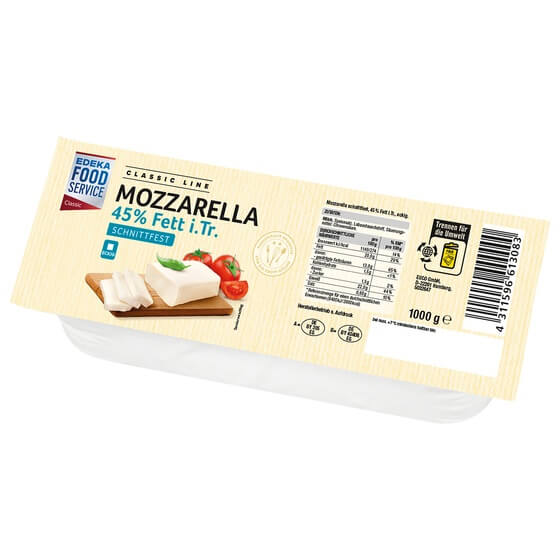 Mozzarella Brot 45% F.i.Tr. eckig 1kg EFS