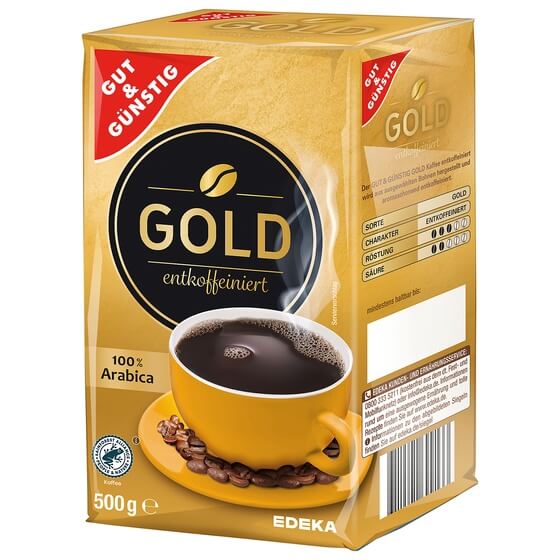 Röstkaffee Gold entkoffeiniert 500g G&G