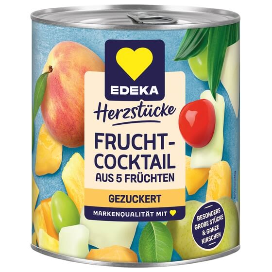 Fruchtcocktail aus 5 Früchten gezuckert 820g/500g Edeka