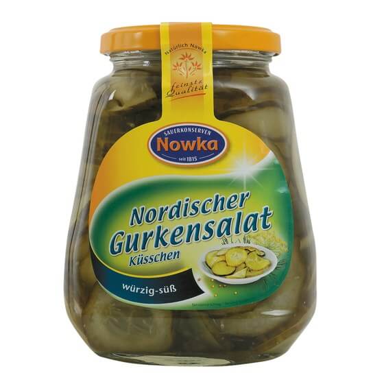 Nordischer Gurkensalat (Küsschen) würzig-süß 530g/290g Nowka