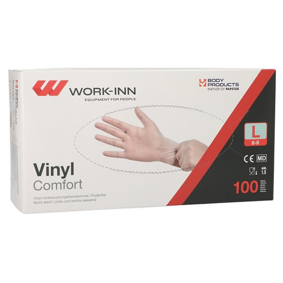 Handschuhe Vinyl puderfrei Größe L transparent 100St. Papsta