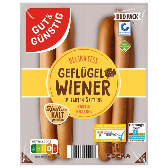 Geflügel Wiener Duo 2x200g G&G (8 Stück x 50G)