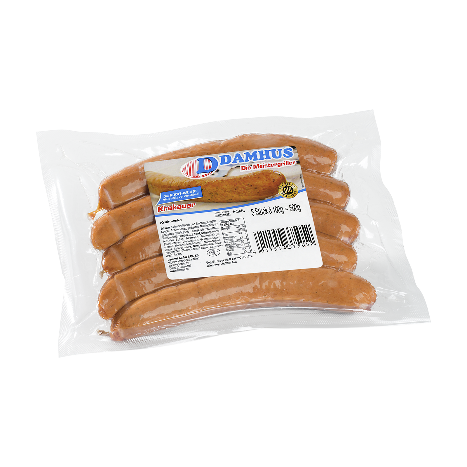 Krakauer(Schwein&Rind)Naturdarm 5 Stück à 100g