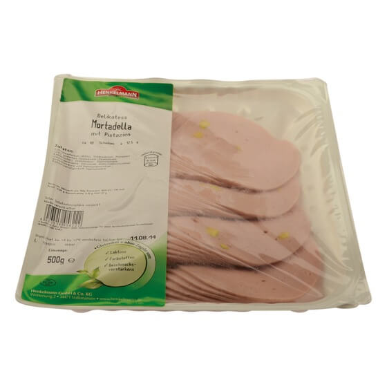 Mortadella(Schwein) mit Pistazien ca.40 Schb. 500g