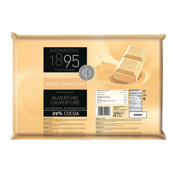 Kuvertüre Weiß 29% Kakao ODZ 2,5kg Weinrich