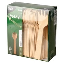 Fingerfood Gabeln 10cm Holz "pure" 100ST Papstar
