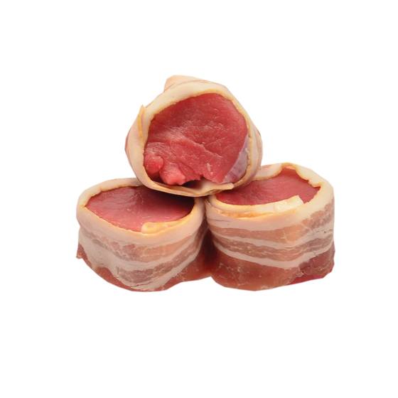 Premium Schweinemedaillons Speckmantel roh 30xca.70g Tray