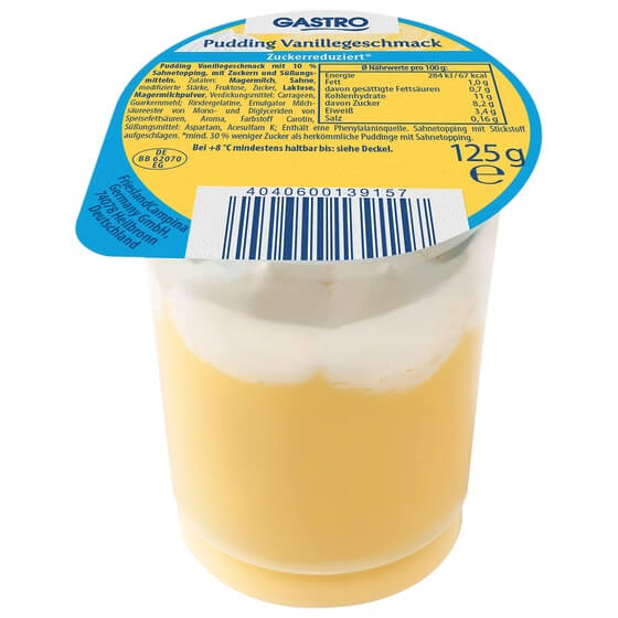 Vanille Dessert mit Sahnetopping kalorienr. 1,9% 125g Gastro
