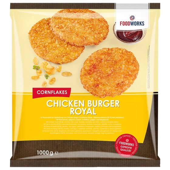Chicken Patty Cornflakes  12Kg(12x1Kg) 195g TK Foodworks