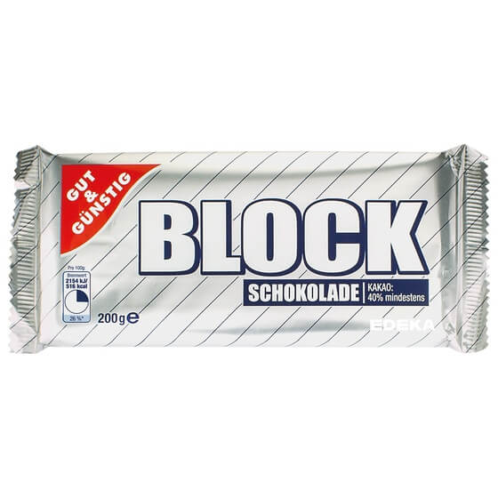 Blockschokolade 40% Kakao ODZ 200g G&G