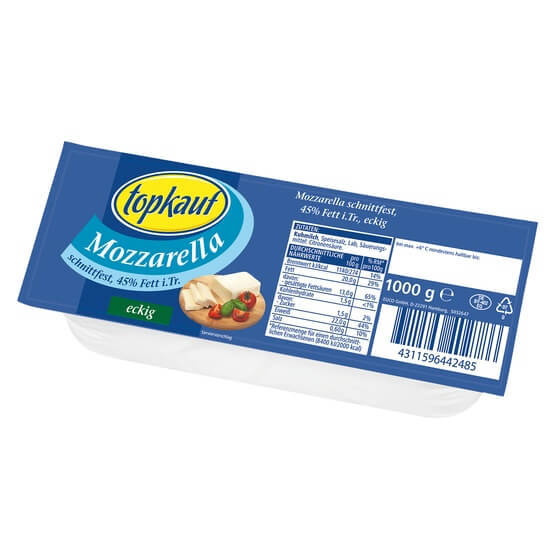 Mozzarella Brot 45% F.i.Tr. eckig 1kg Topkauf