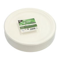 Teller Zuckerrohr weiss ungeteilt 26x2cm 50 St. Papstar