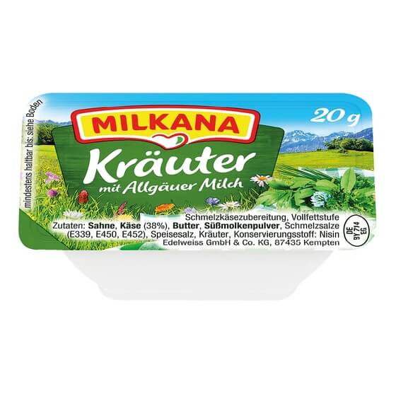 Schmelzkäse Kräuter 50% F.i.Tr. 100x20g Milkana