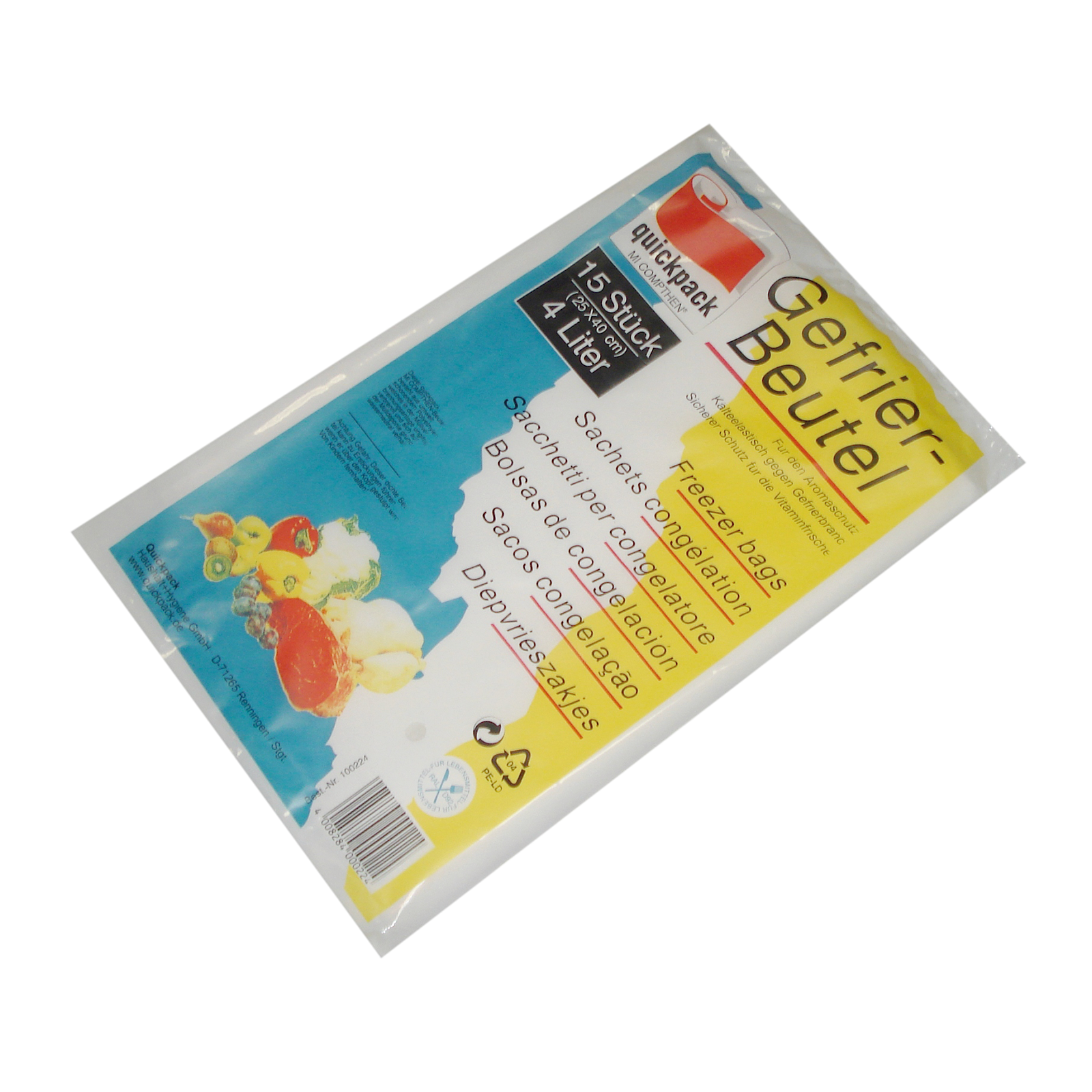 Gefrierbeutel 25x40cm 4 Liter 15 Stück Quickpack