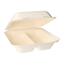 Menübox Zuckerrohr Pure 2-geteilt 50 Stück Papstar