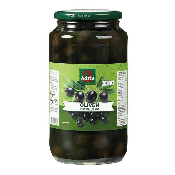 Oliven schwarz ohne Stein 880g Adria