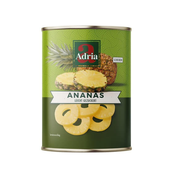 Ananas in Scheiben leicht gezuckert 567g/340g Adria
