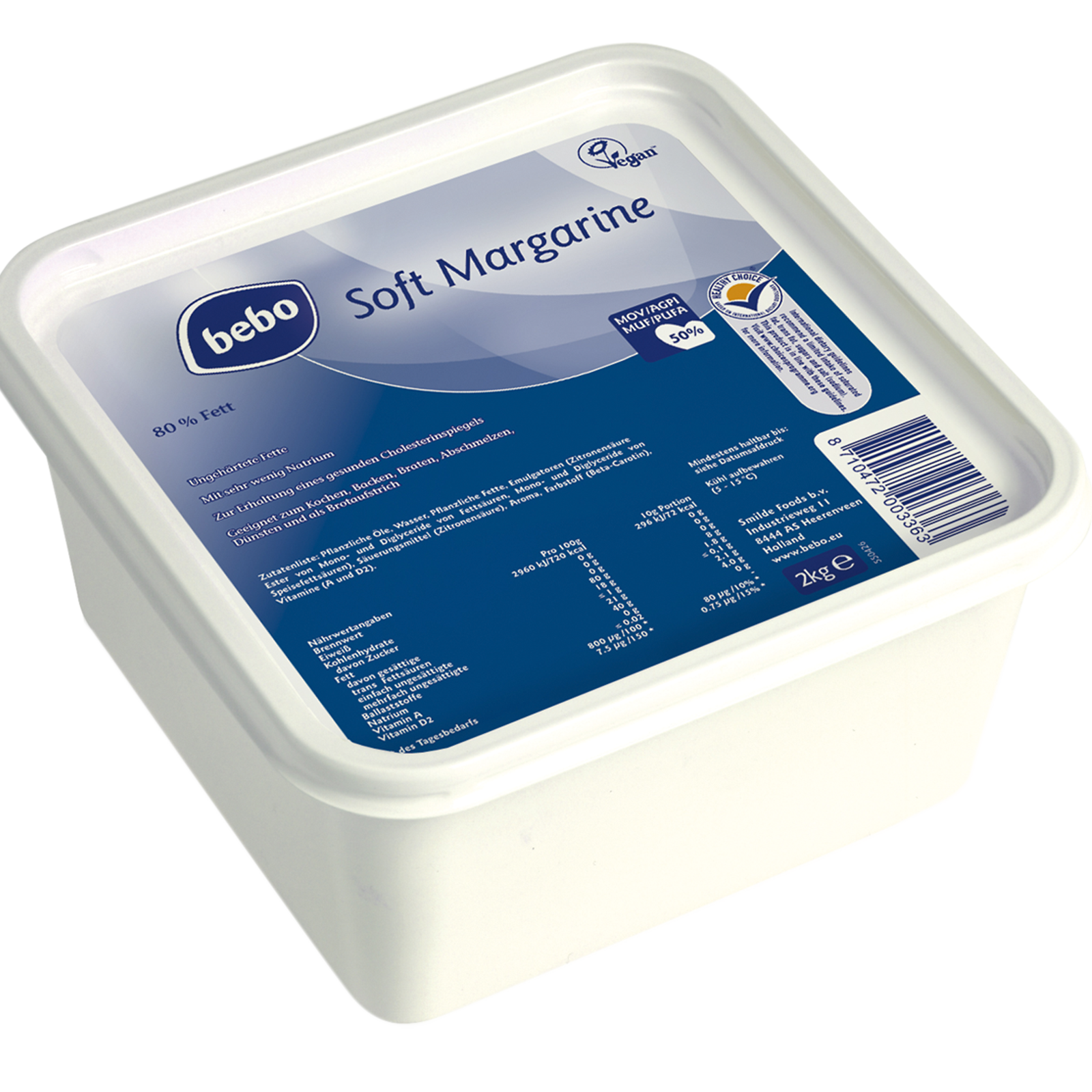 Soft-Margarine 80% rein pflanzlich 2kg Bebo