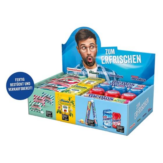 Mentos Ricola Fishermans Friend 9-fach 46St Displaykarton