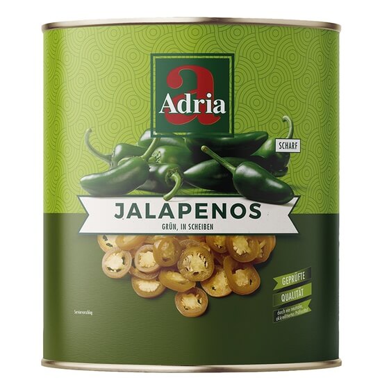 Jalapenos grün in Scheiben scharf 2,85kg/1,5kg Adria