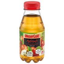Apfelsaft klar 100% Einweg-Pfand PET 0,33 Liter Wesergold