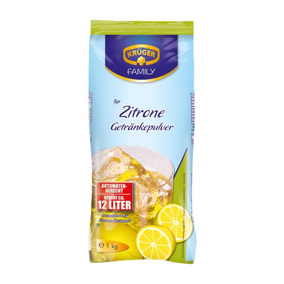 Zitronen Getränkepulver 1kg Ergiebigkeit 12L Krüger