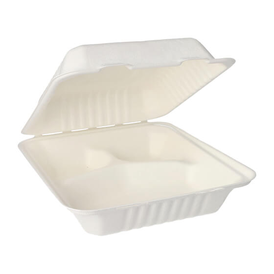 Menübox 3-geteilt Zuckerrohr 50 Stück Papstar