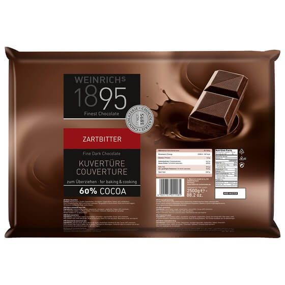 Kuvertüre Zartbitter 60% Kakao ODZ 2,5kg Weinrich
