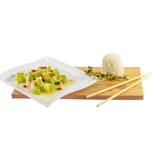 Gebratenes Edelwallerfilet mit Stangensellerie und Wildreis