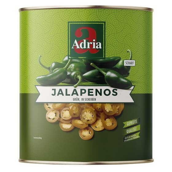 Jalapenos grün in Scheiben scharf 3kg/1,5kg Adria