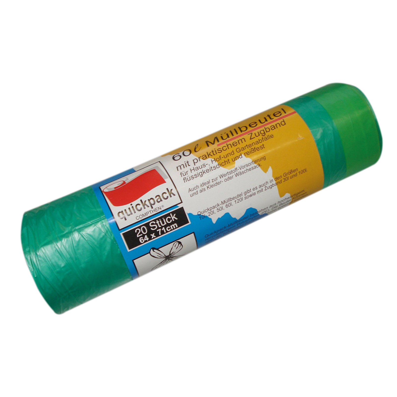 Müllsäcke/beutel mit Zugband grün 60l 20St Quickpack
