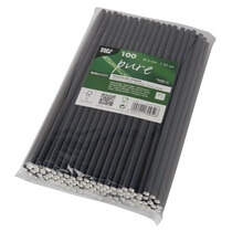 Trinkhalme schwarz "pure" flexibel 6mmx22cm 100ST Papstar