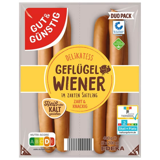 Geflügel Wiener Duo 2x200g G&G (8 Stück x 50G)