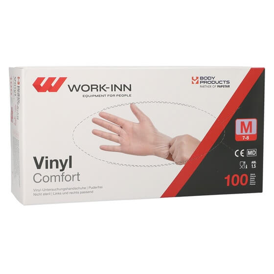 Handschuhe Vinyl puderfrei transparent Größe M 100St. Papsta