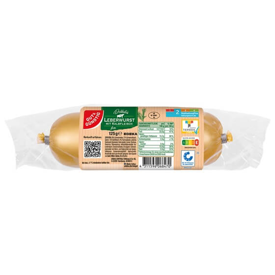 Leberwurst mit Kalbfleisch 125g G&G