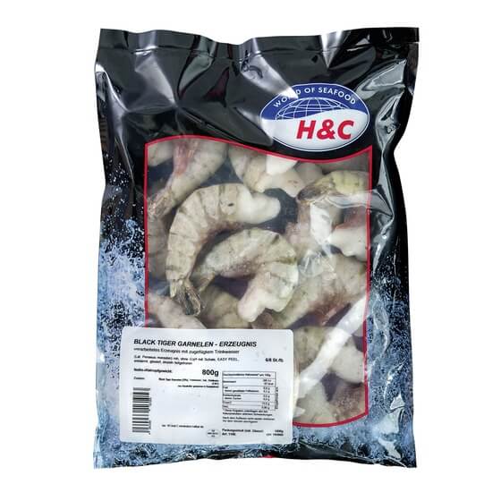 Black Tiger Garnelen easy peel 6/8 roh ohne Kopf 20% 800g