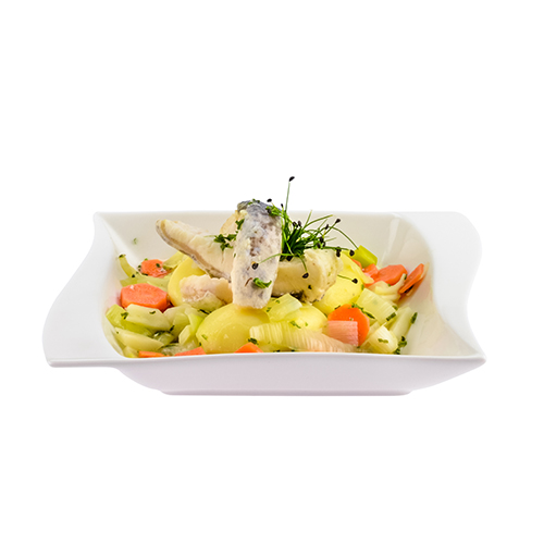 Edelwaller im Wurzelsud mit Salzkartoffeln