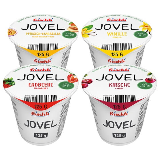 H-Joghurt Jovel 4fach Erd,Kirsch,Pfirs,Van 3,5% 125g  Frisch