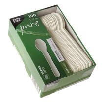 Kaffeelöffel weiß "pure" 13cm 100ST Papstar